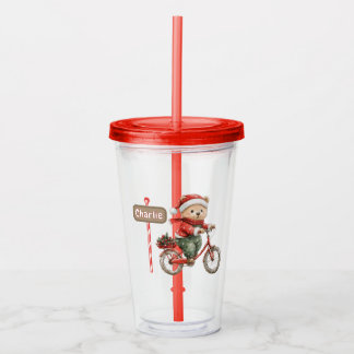 Personalised kids Christmas tumbler with straw Take Away Mugg
