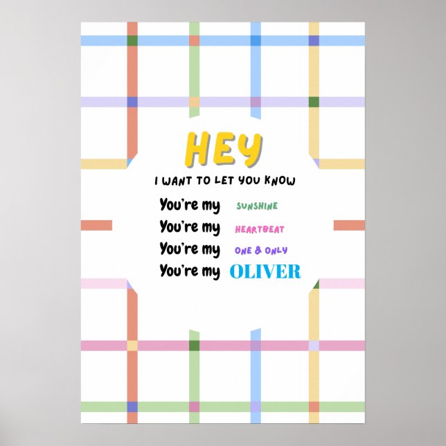 Personalised Kids name wall art gift Poster (Framsidan)