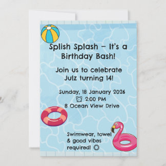 Personalised Kids Pool Party Invitation | Summer Inbjudningar