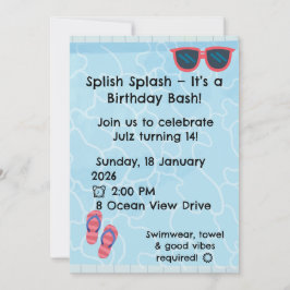 Personalised Kids Pool Party Invitation | Summer Inbjudningar
