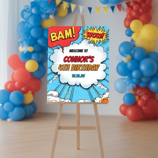 Personalised Kids Superhero Party Welcome Poster (Skapare uppladdad)
