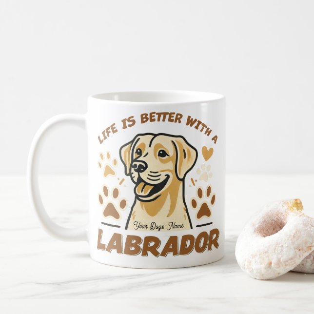 Personalised Life is Better with a Labrador Mug Kaffemugg (Med munk)
