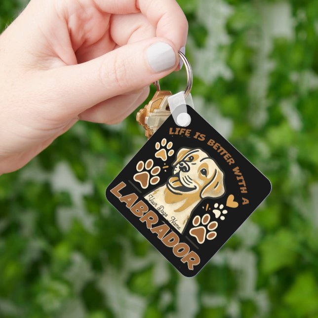 Personalised Life is Better with a Labrador Nyckelring (Hand)