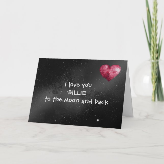 Personalised Love You to the Moon - folded card Tack Kort (Framsida)