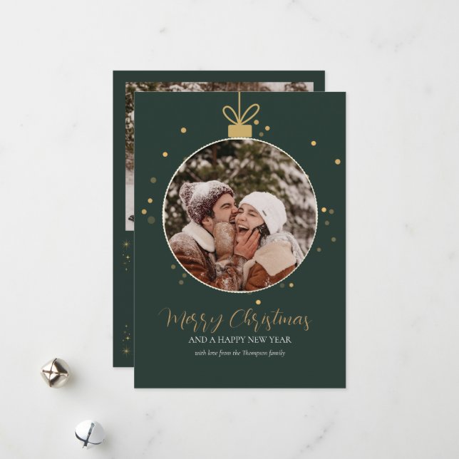 Personalised luxury modern family photo Christmas  Julkort (Fram/Back In Situ)