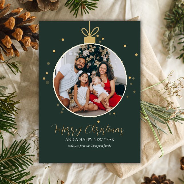 Personalised luxury modern family photo Christmas  Kort (Skapare uppladdad)