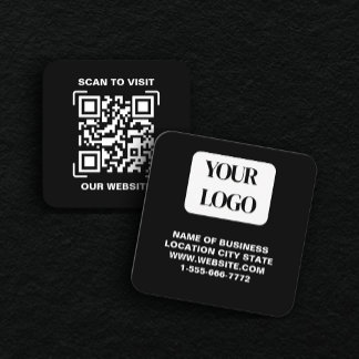 PERSONALISED Modern Black and QR CodeBusiness Card Fyrkantigt Visitkort
