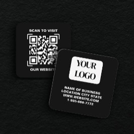 PERSONALISED Modern Black and QR CodeBusiness Card Fyrkantigt Visitkort