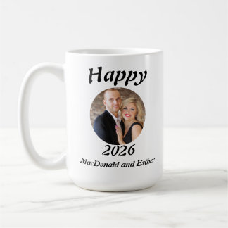 Personalised Modern Happy 2026 photo Kaffemugg