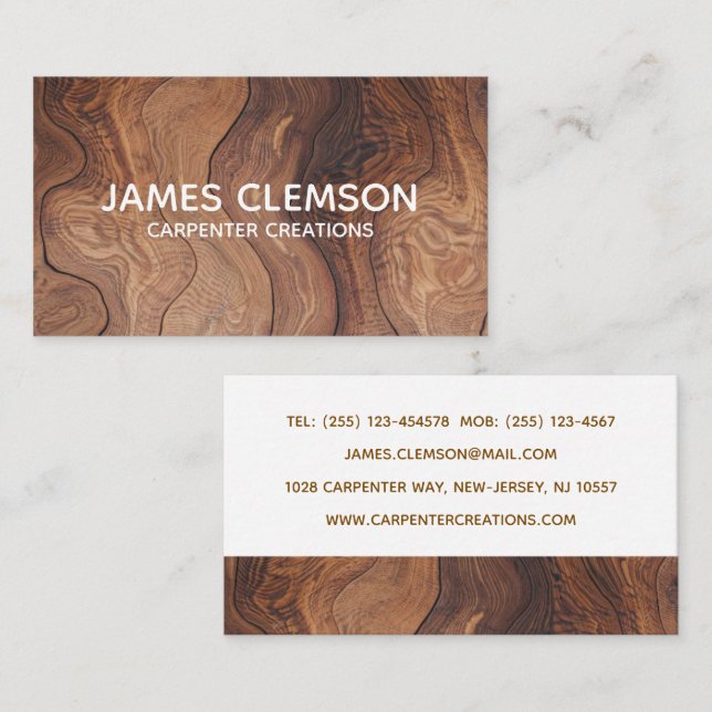 Personalised Moderrn Wooden Carpentry Construction Visitkort (Fram/baksida)
