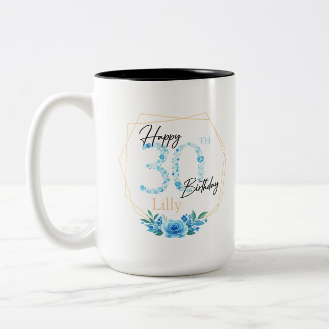 Personalised Mug Birthday Gift for Her With name  Två-Tonad Mugg (Vänster)