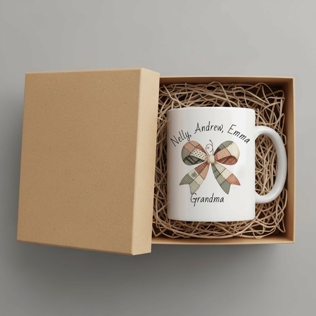 Personalised mug with plaid patchwork  jumbo mugg (Skapare uppladdad)