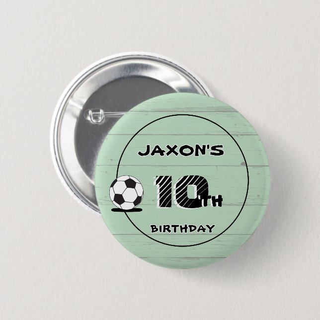 Personalised Name & Age Soccer Football Pin Badge Knapp (Framsida & baksida)