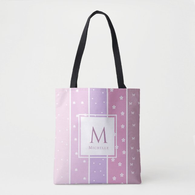 Personalised Name Pink bling cute tote bags Tygkasse (Framsida)