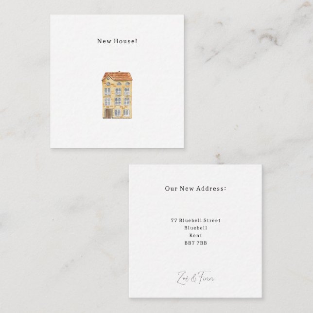 Personalised New House Announcement Card. Anteckningskort (Fram/baksida)