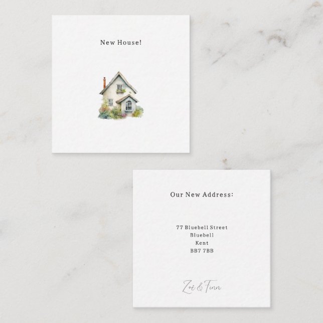 Personalised New House Announcement Card. Anteckningskort (Fram/baksida)
