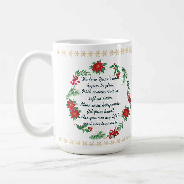 personalised New Year Mug for Mom – Double Message Kaffemugg (Vänster)