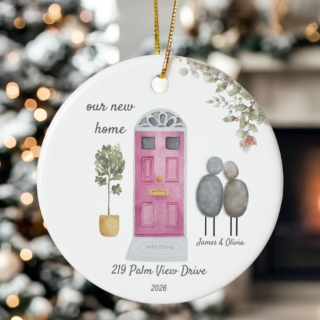 Personalised Our New Home Pebble Couples christmas Julgransprydnad Keramik (Skapare uppladdad)