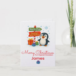 Personalised Penguin Christmas Card Kort