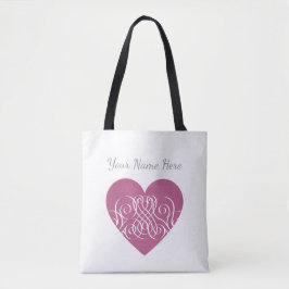 Personalised Pink Heart, Cute Custom Gift for her Tygkasse