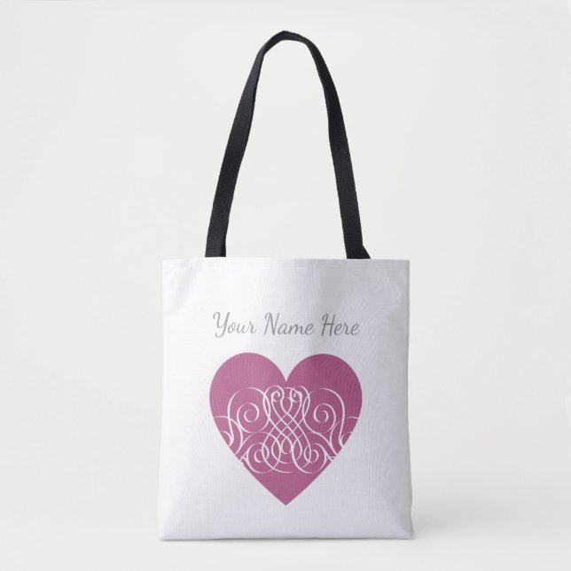 Personalised Pink Heart, Cute Custom Gift for her Tygkasse (Framsida)