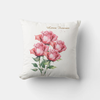 Personalised Pink Rose Floral Throw Pillow Cover Kudde