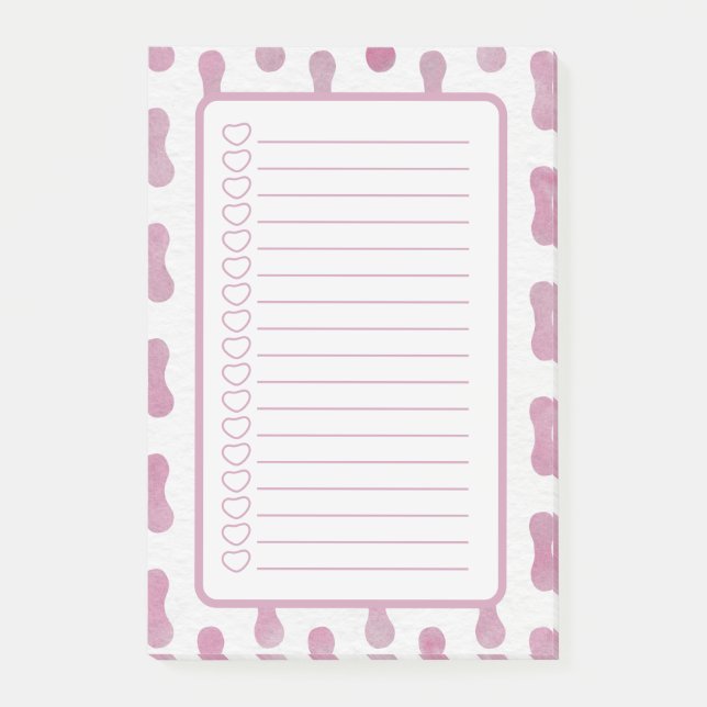 Personalised Pink Shapes Note List. Post-it Block (Framsida)