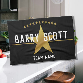 Personalised Sport Player Print – Gold Star Award  Kökshandduk