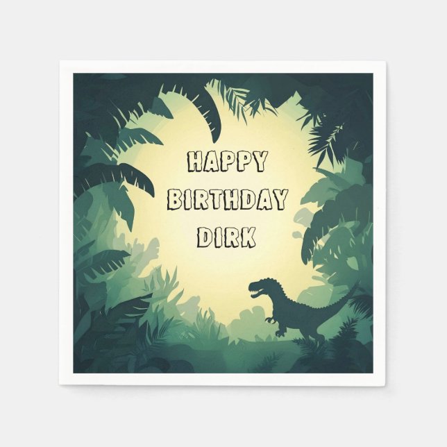 Personalised T-Rex Silhouette Paper Napkin  Pappersservett (Framsidan)