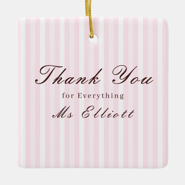 Personalised Thank You Teacher Ornament Pink Mist (Framsida)