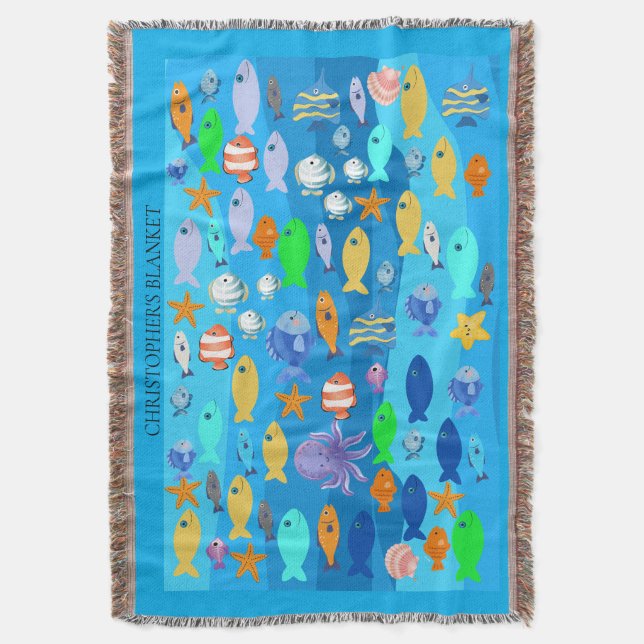 Personalised Throw - Fish Design  Filt (Framsidan Vertikal)