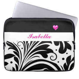 Personalised Trendy Black & White Electronics Bag Laptop Fodral