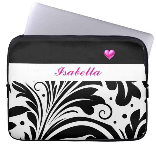 Personalised Trendy Black & White Electronics Bag Laptop Fodral (Framsidan)