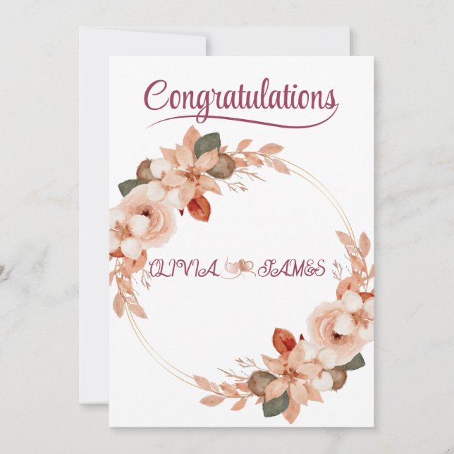 Personalised Wedding Floral Card | Newly Married  Inbjudningar (Framsida)