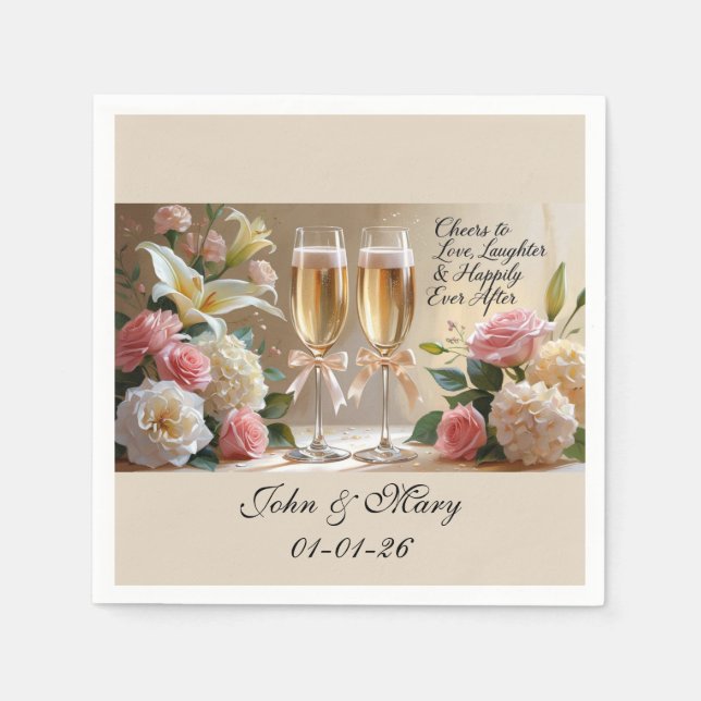 Personalised Wedding Napkins-Happily Ever After Pappersservett (Framsidan)