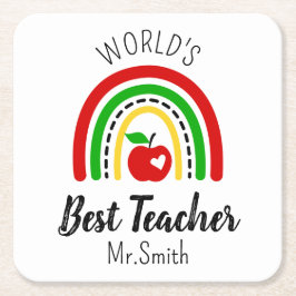 Personalised World's Best Teacher Coaster Underlägg Papper Kvadrat