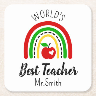 Personalised World's Best Teacher Coaster Underlägg Papper Kvadrat