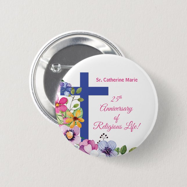 Personalisera, 25-årsjubileum Nunna Religiöst Liv Knapp (Framsida & baksida)