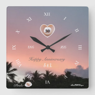 Personalisera 30-års pärlbröllopsdag fyrkantig klocka