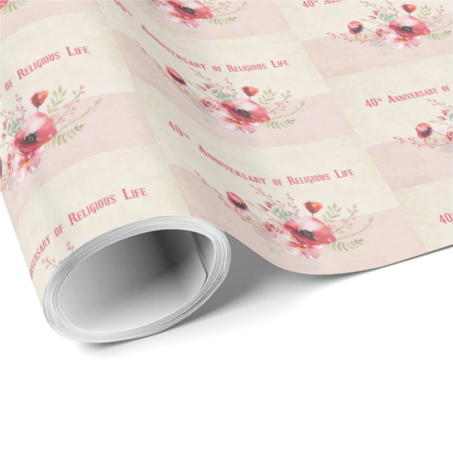 Personalisera, 40-årsjubiléet, nun, Rosa och Presentpapper (Rullad Hörn)