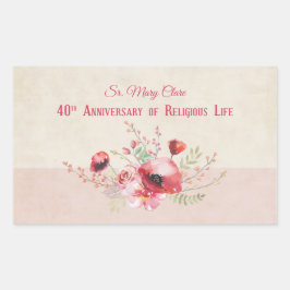 Personalisera, 40-årsjubiléet, nun, Rosa och Rektangulärt Klistermärke