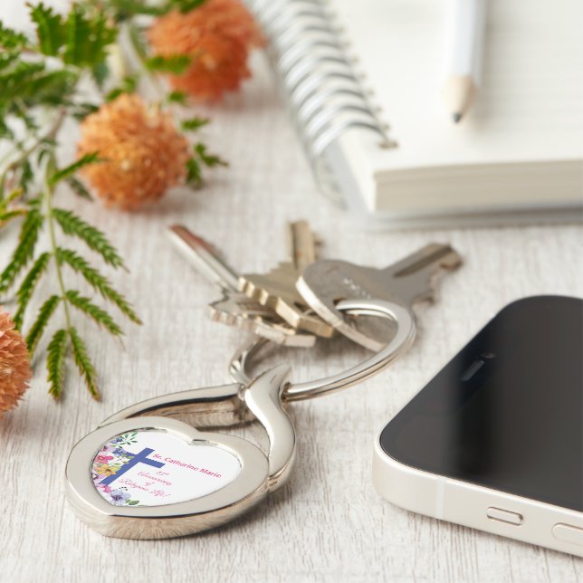 Personalisera, 45-årsdag nun Religiösa Life Twisted Heart Silverfärgad Nyckelring (Sidan)