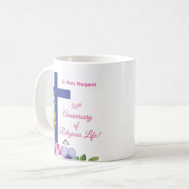 Personalisera, 50-årsdag nun Religiösa Life Kaffemugg (Framsida vänster)