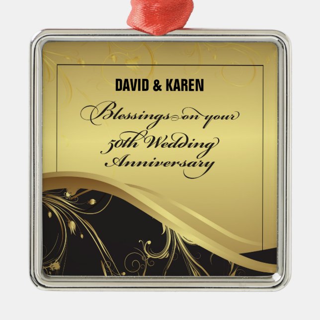 Personalisera, 50:e Bröllop-årsdagen Religiösa Julgransprydnad Metall (Framsidan)