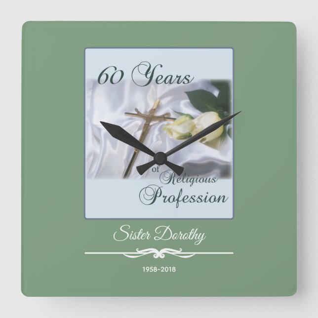 Personalisera, 60 års Religiösa Fyrkantig Klocka (Framsida)