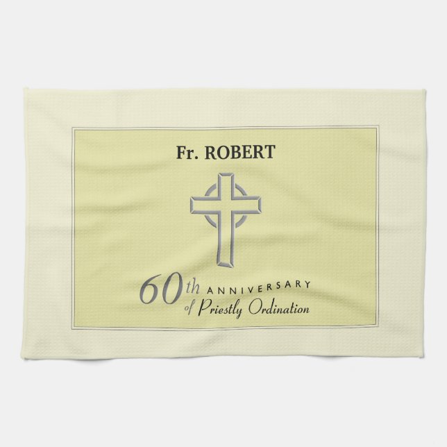 Personalisera, 60-årsdagen av prästprästen kökshandduk (Horisontell)