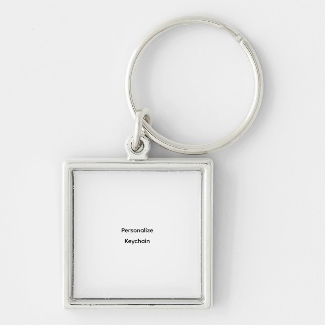 Personalisera Aluminium Fyrkantig Silverfärgad Nyckelring (Framsidan)