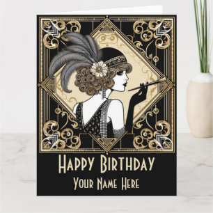 Personalisera Art Deco Twenties Flapper-kort Nr 2 Kort