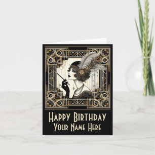Personalisera Art Deco Twenties Flapper nr 3-kort Kort