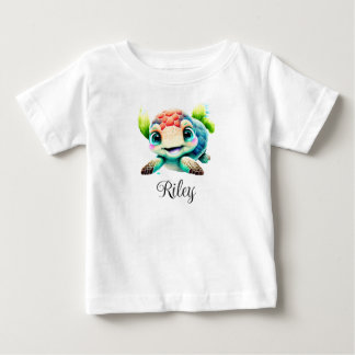 Personalisera Baby Barn Barn Havssköldpadda Akvare T Shirt